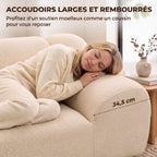 Canapé 2 Places en Chenille, Canapé de Salon 174cm, Assise et Accoudoirs Larges Rembourrés, Entièrement Compressé, Beige