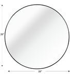Miroir de salle de bain rond encadré en métal noir de 99cm pour mur.