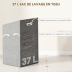 Meuble de rangement en bambou meuble de salle de bain étagère panier à linge basculant 40x30x95cm effet bois naturel
