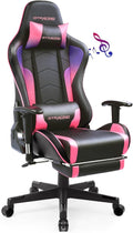 Chaise Gaming avec Repose-Pieds et Haut-Parleurs Bluetooth - Fauteuil Gamer Musical