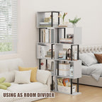 Étagère en S 5 Niveaux Gadroad – Blanc | 38 x 157 cm | Bois & Métal