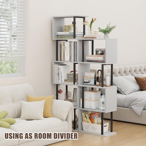 Étagère en S 5 Niveaux Gadroad – Blanc | 38 x 157 cm | Bois & Métal