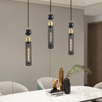 Suspension 3 Lumières Noir & Doré - Lustre Moderne Hauteur Ajustable