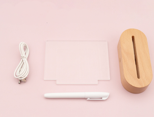 Lampe de table en bois Veilleuse avec tableau d’affichage