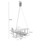 Suspension Avion en Bois Bleu - Lampe Enfant LED Artisanale