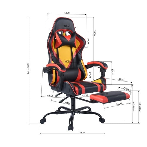 Chaise Gaming Bureau Ergonomique Cuir - Fauteuil Gamer Dossier Haut pour Ordinateur