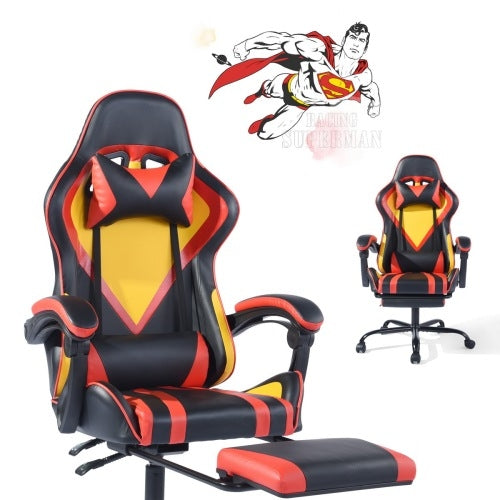 Chaise Gaming Bureau Ergonomique Cuir - Fauteuil Gamer Dossier Haut pour Ordinateur