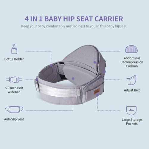 Porte-Bébé Ergonomique avec Siège Hanche et Coussin - Confort Postpartum