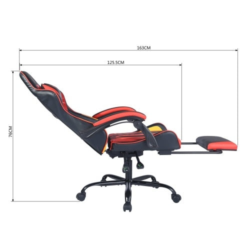 Chaise Gaming Bureau Ergonomique Cuir - Fauteuil Gamer Dossier Haut pour Ordinateur