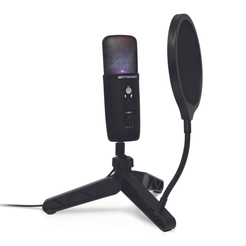 Microphone USB Gaming Emerson EAM-9052 avec LED RGB - Condensateur Professionnel pour Streaming