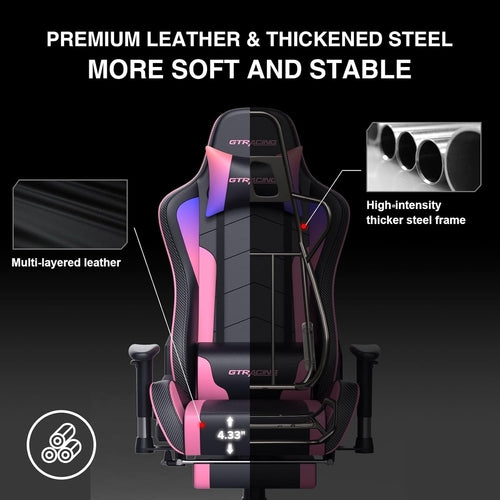 Chaise Gaming avec Repose-Pieds et Haut-Parleurs Bluetooth - Fauteuil Gamer Musical