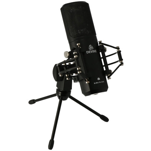 Microphone à Condensateur Devine M-Mic PRO XLR Noir - Studio Professionnel avec Suspension