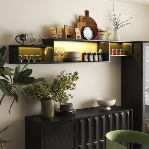 Meuble TV flottant mural de 166cm  LED 20 couleurs et charge