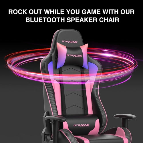 Chaise Gaming avec Repose-Pieds et Haut-Parleurs Bluetooth - Fauteuil Gamer Musical