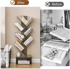 6 Tier Tree Bookshelf Bookcase With Drawer Grey Office