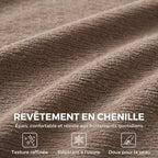 Canapé 3 Places en Chenille 244 cm, Canapé Salon Moderne, Assise et Accoudoirs Larges, Ressorts Ensachés, Marron Clair