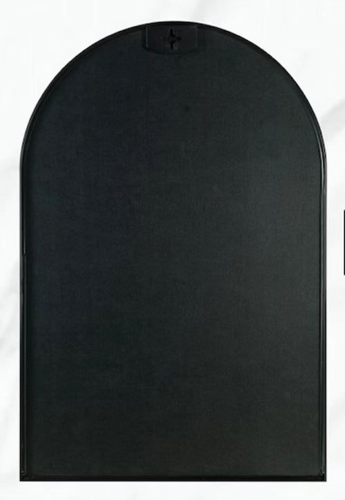 Miroir de salle de bain arqué encadré en métal noir de 60.94x91.44 cm pour mur.