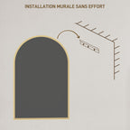 Miroir mural arqué miroir de salle de bain avec cadre en alliage d'aluminium pour chambre salon entrée 60 × 90 cm or