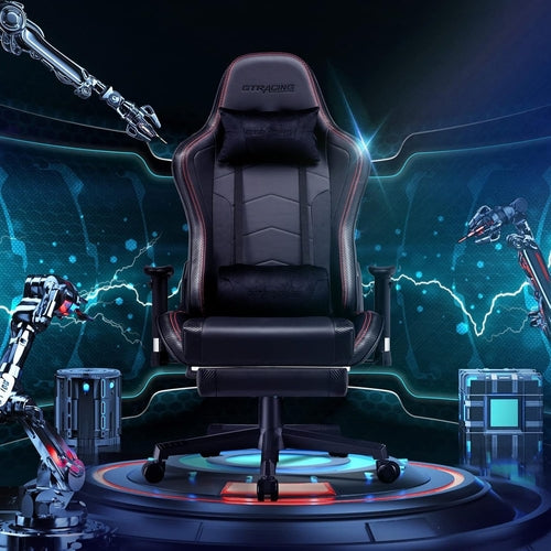 Chaise Gaming avec Repose-Pieds et Haut-Parleurs Bluetooth - Fauteuil Gamer Musical