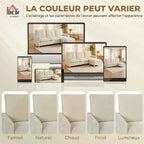 Canapé 3 places avec pouf de rangement, canapé d'angle modulable 210 cm, assise large, tissu aspect lin, crème