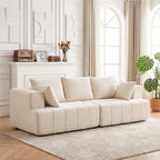 Canapé 3 places en chenille 248 cm, canapé salon moderne, large assise rembourrée, coussins à ressorts, beige