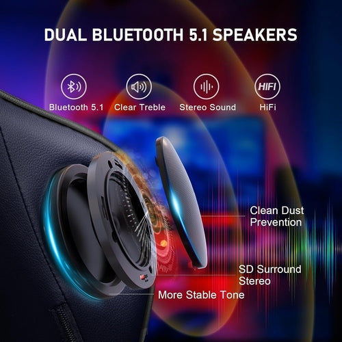 Chaise Gaming avec Repose-Pieds et Haut-Parleurs Bluetooth - Fauteuil Gamer Musical