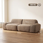Canapé 3 Places en Chenille 244 cm, Canapé Salon Moderne, Assise et Accoudoirs Larges, Ressorts Ensachés, Marron Clair