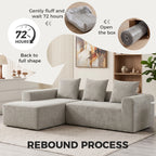 Canapé d'Angle en Chenille, Canapé 3 Places en L 242 cm avec Méridienne, Assise Profonde, Accoudoirs Larges, Gris Clair
