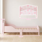 Lit Enfant 70 x 140 cm, Lit pour Enfant avec Barrière de Sécurité et Sommier à Lattes en Bois, Motif Nœud, Rose