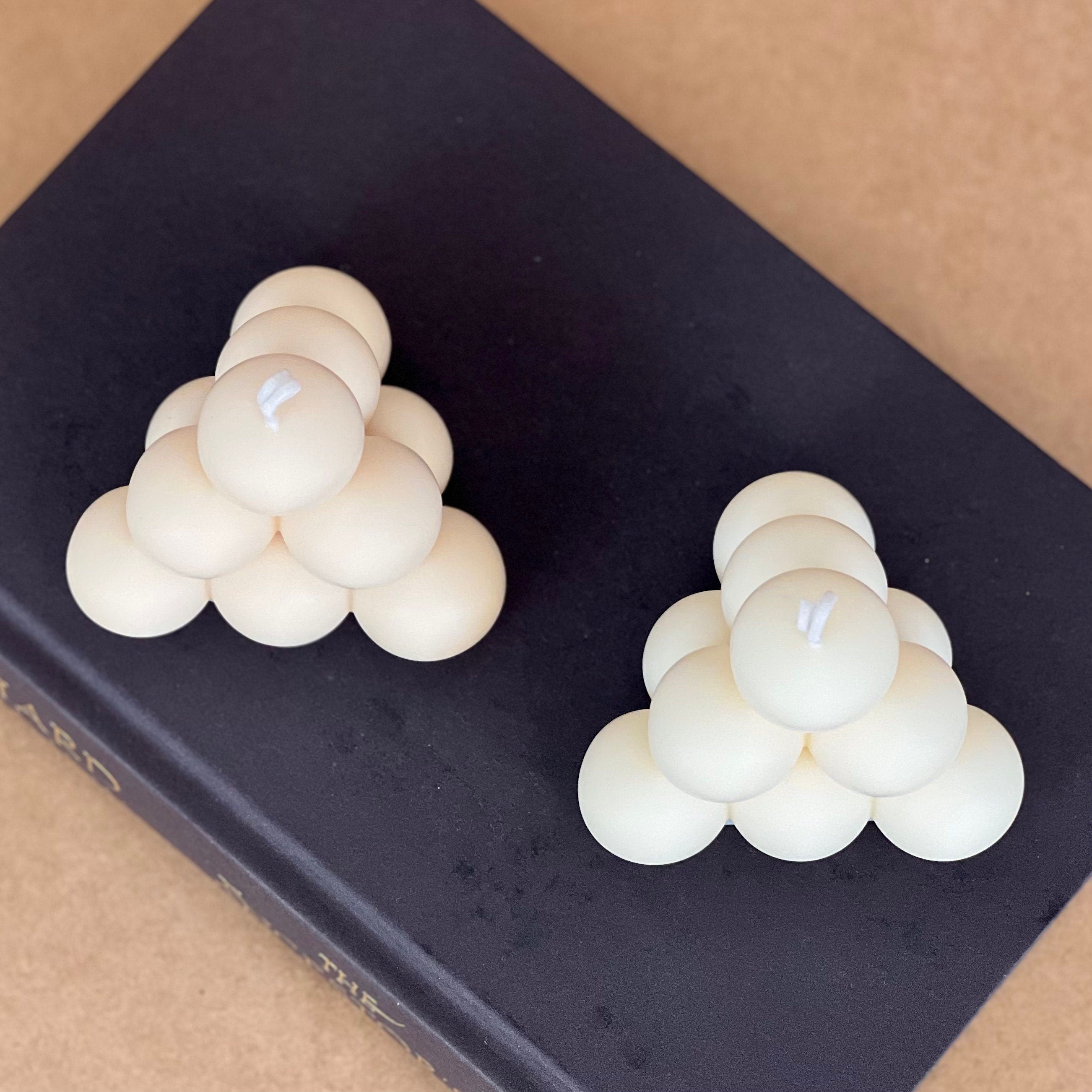 Bougie Pyramide Bulles Cire de Soja - Déco Artisanale Fait Main