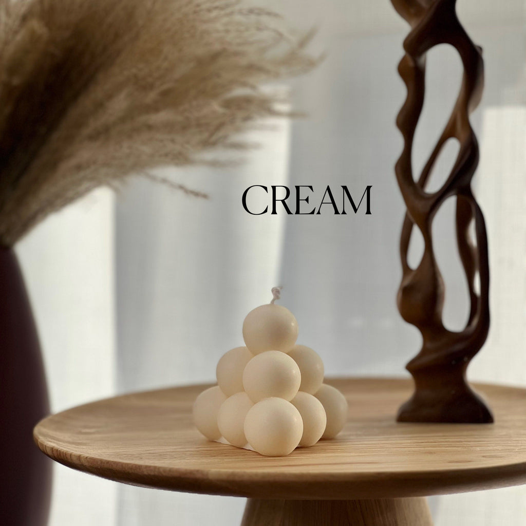 Bougie Pyramide Bulles Cire de Soja - Déco Artisanale Fait Main