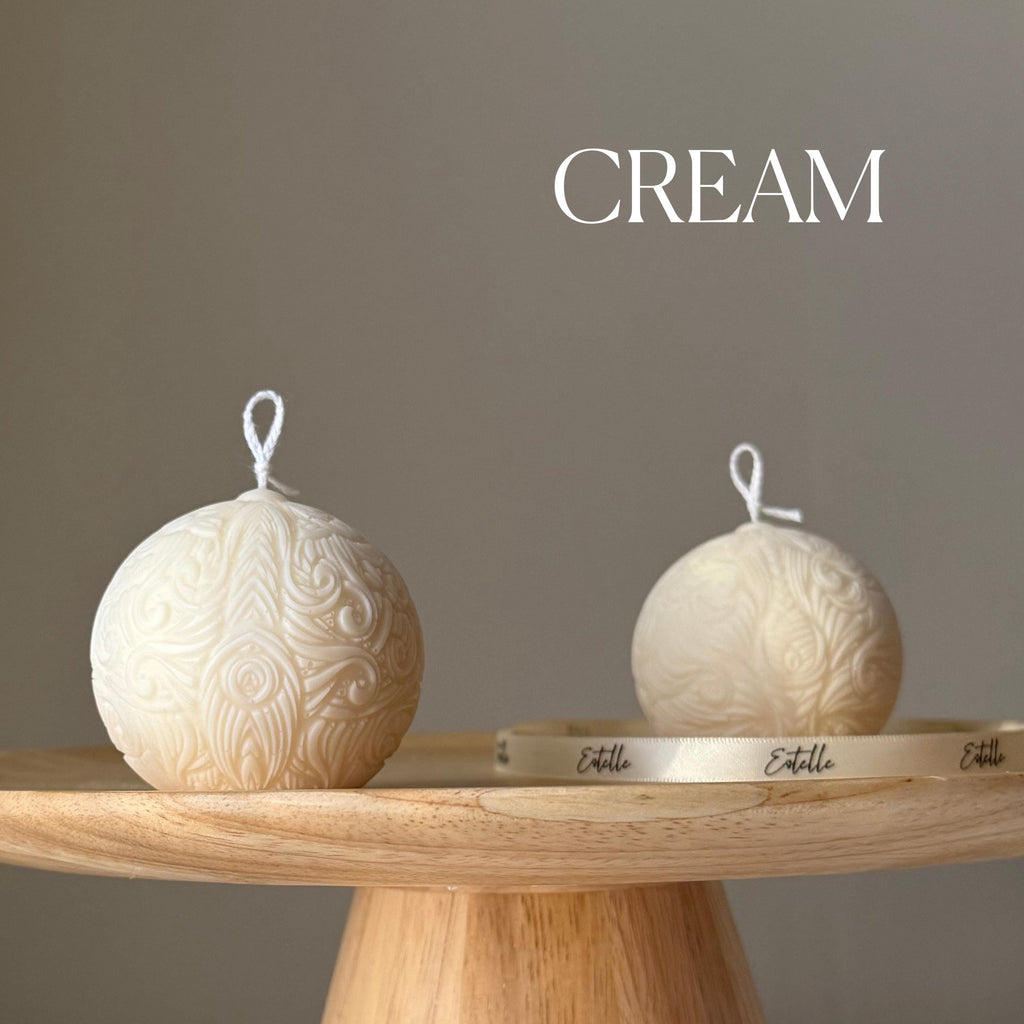 Bougie Boule Motifs Cire de Soja - Déco Artisanale Fait Main