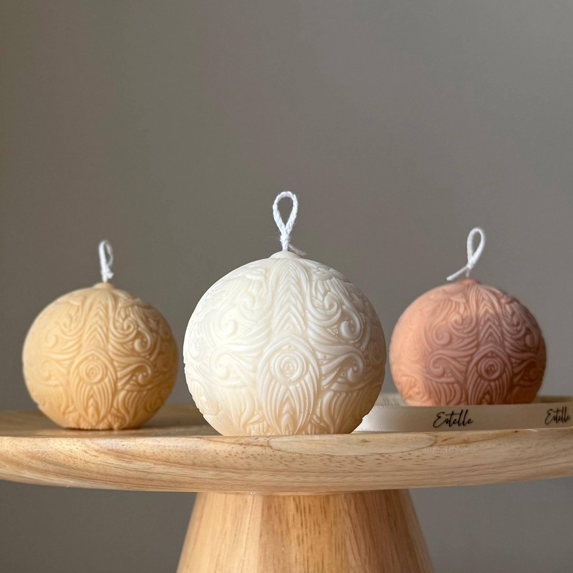 Bougie Boule Motifs Cire de Soja - Déco Artisanale Fait Main