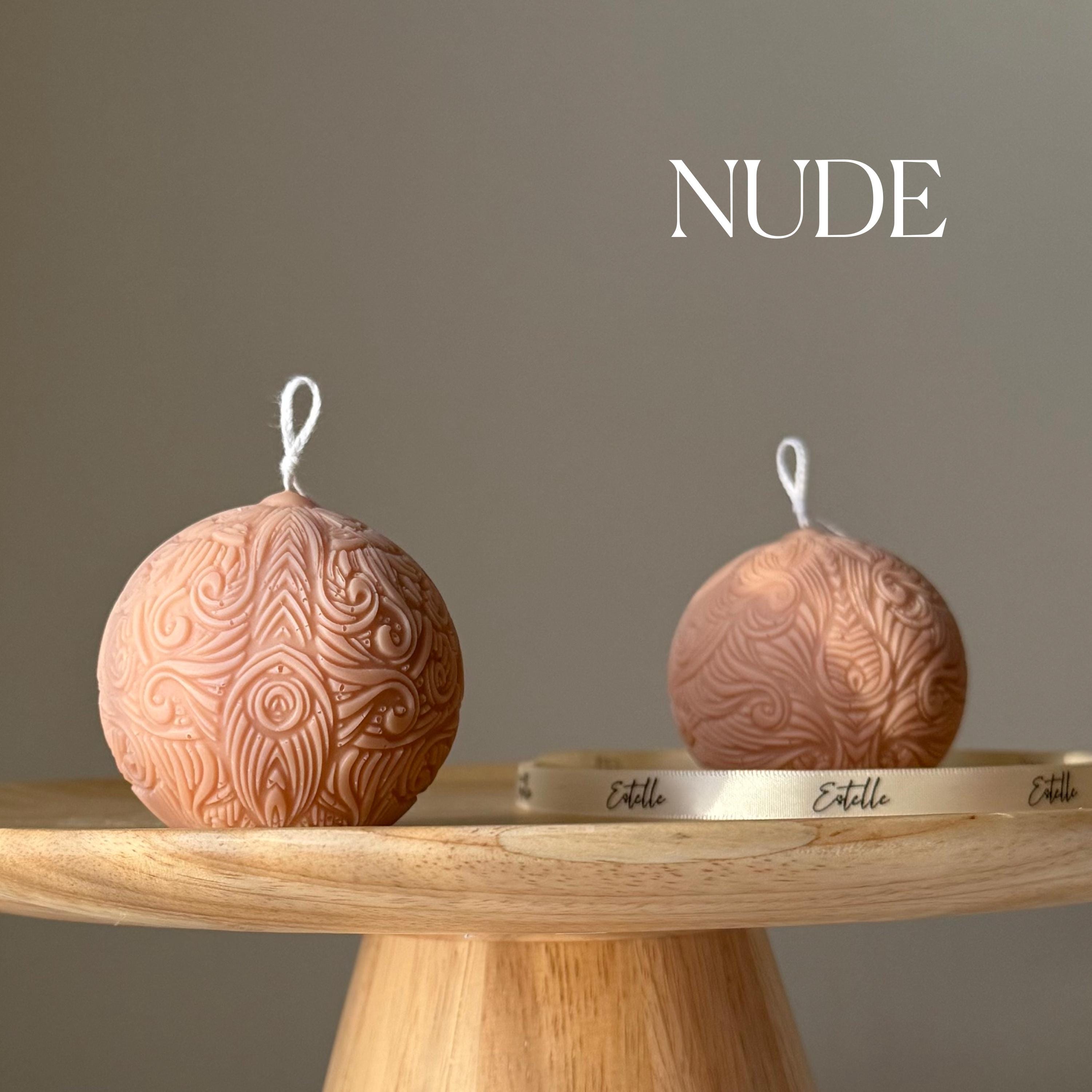 Bougie Boule Motifs Cire de Soja - Déco Artisanale Fait Main