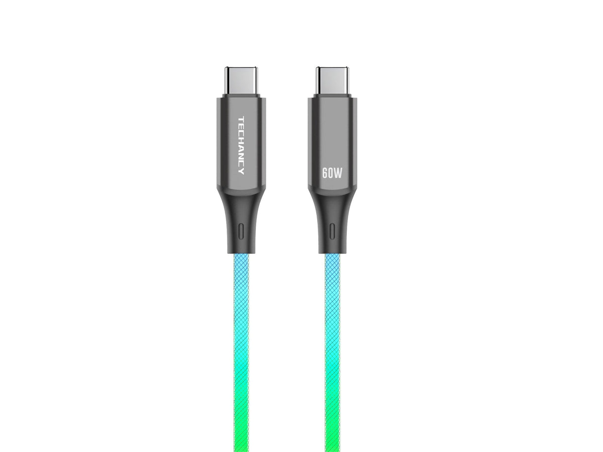 Câble USB-C vers USB-C 1m 60W RGB – Illumination Colorée & Charge Rapide | TECHANCY TB1799
