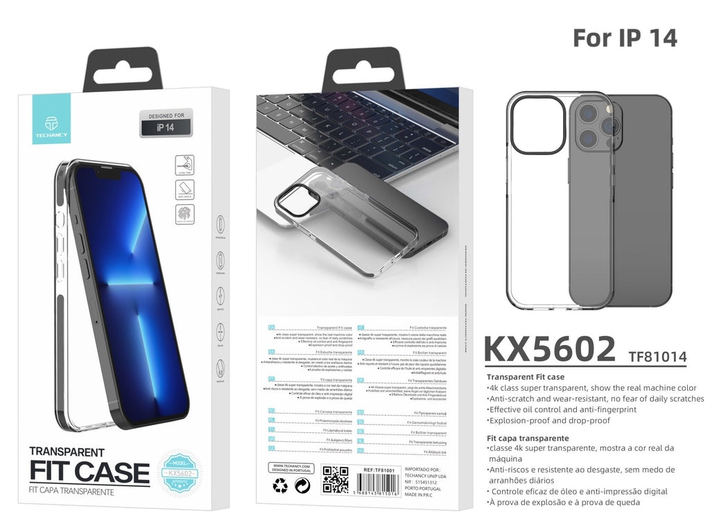 Capa transparente para telemóvel Techancy New Acrylic, KX5602, compatível com iPhone 14, transparente + Preto-2