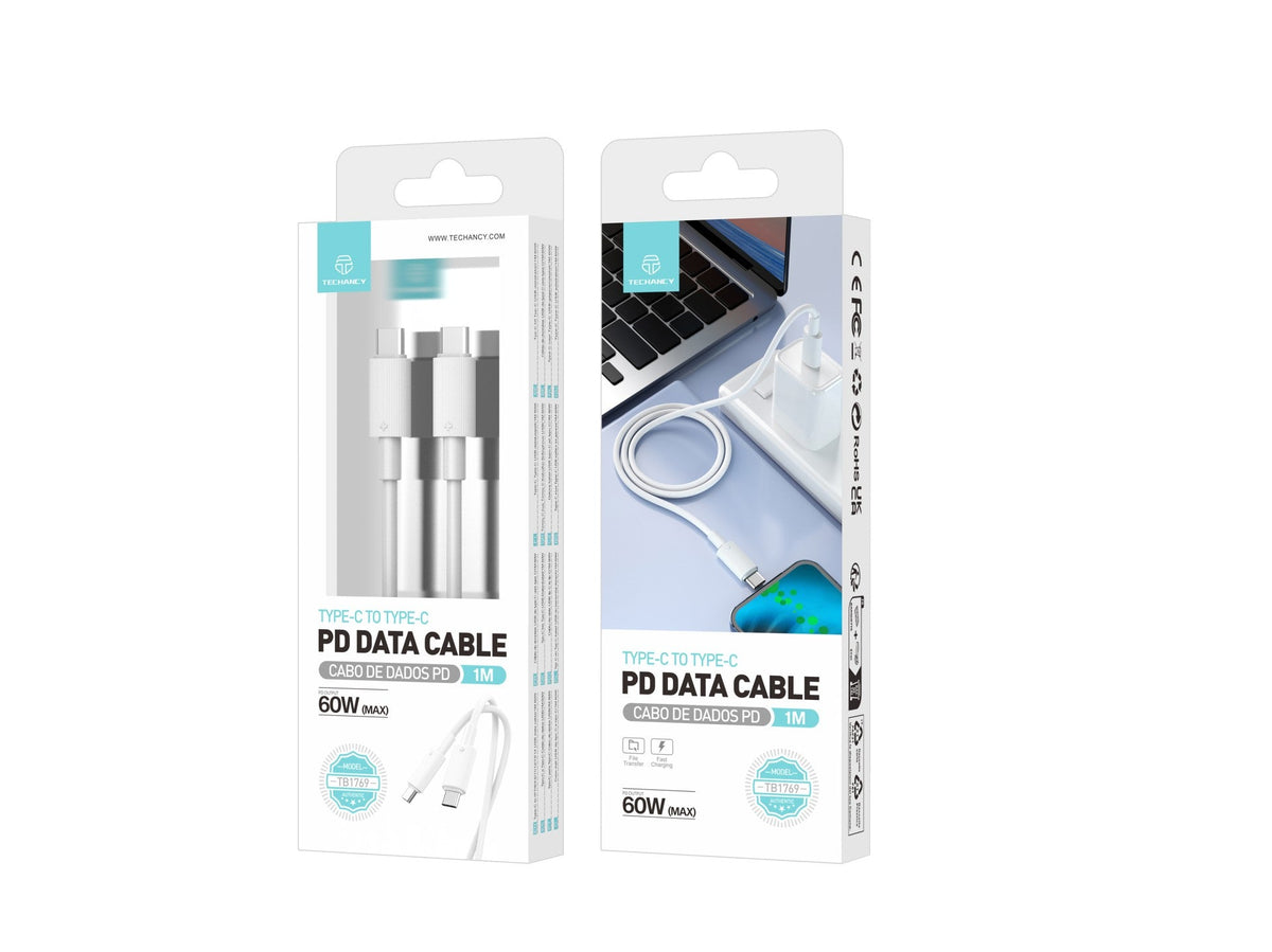 Câble USB-C vers USB-C 1m 60W – Charge Rapide PD & Chip Intelligent | TECHANCY TB1769