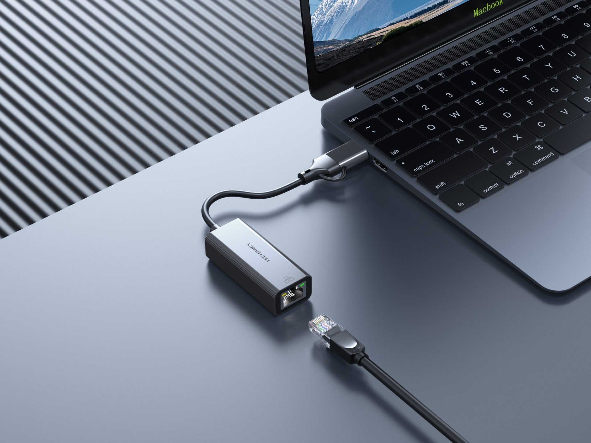 Techancy Adaptador Ethernet  USB-A/USB-C para RJ-45 MG1425 , compatível com Mac OS, iOS, sistemas Windows, 10/100 Mbps