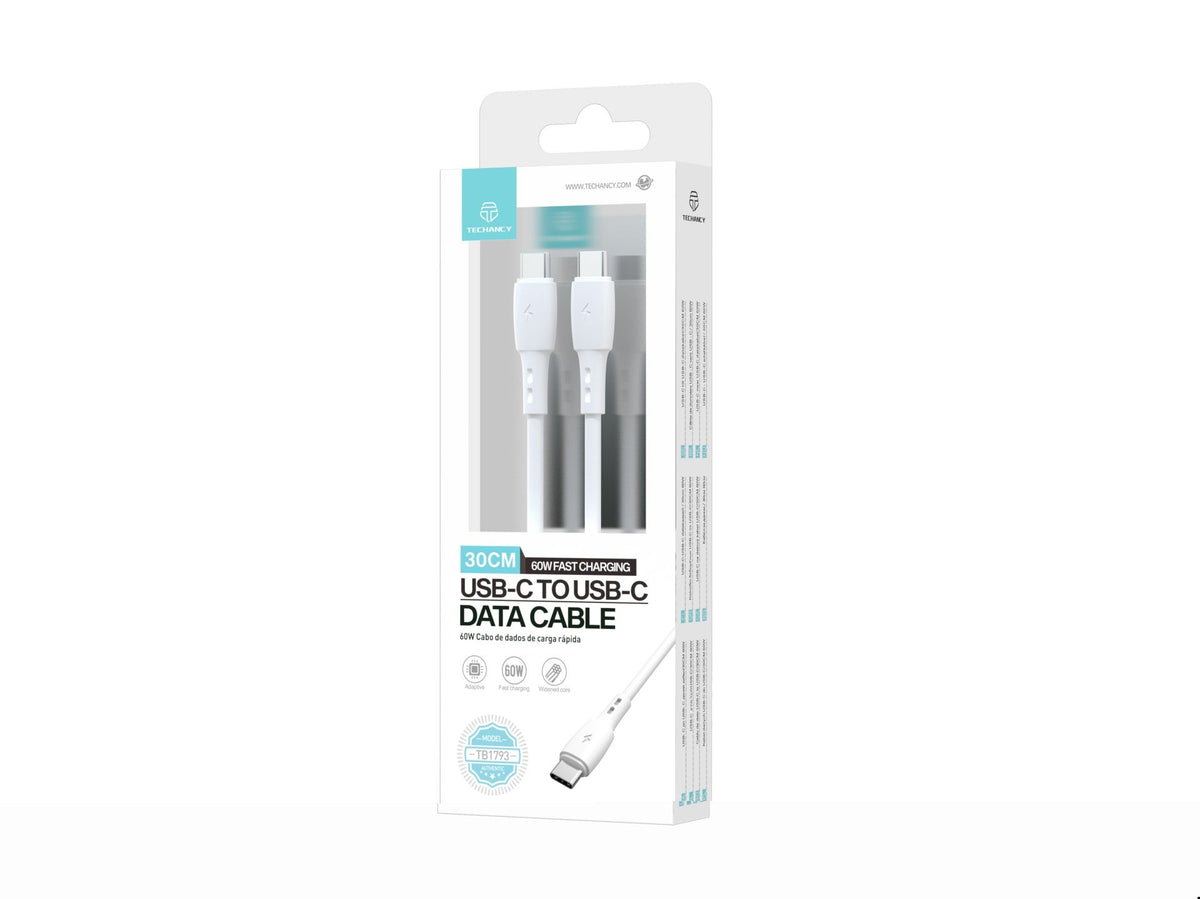 Câble USB-C vers USB-C 30cm 60W – Compact Power Bank & Charge Rapide | TECHANCY TB1793