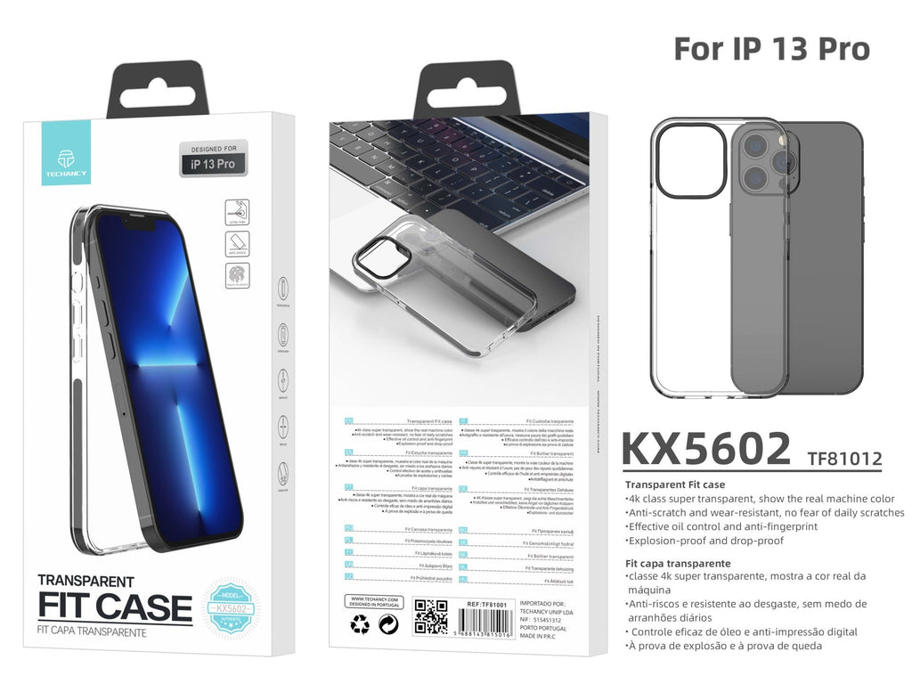 Capa transparente para telemóvel Techancy New Acrylic, KX5602, compatível com iPhone 13 Pro, transparente + Preto-2