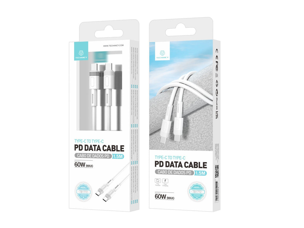 Câble USB-C vers USB-C 1,5m 60W – Charge Rapide PD & Chip IA | TECHANCY TB1772