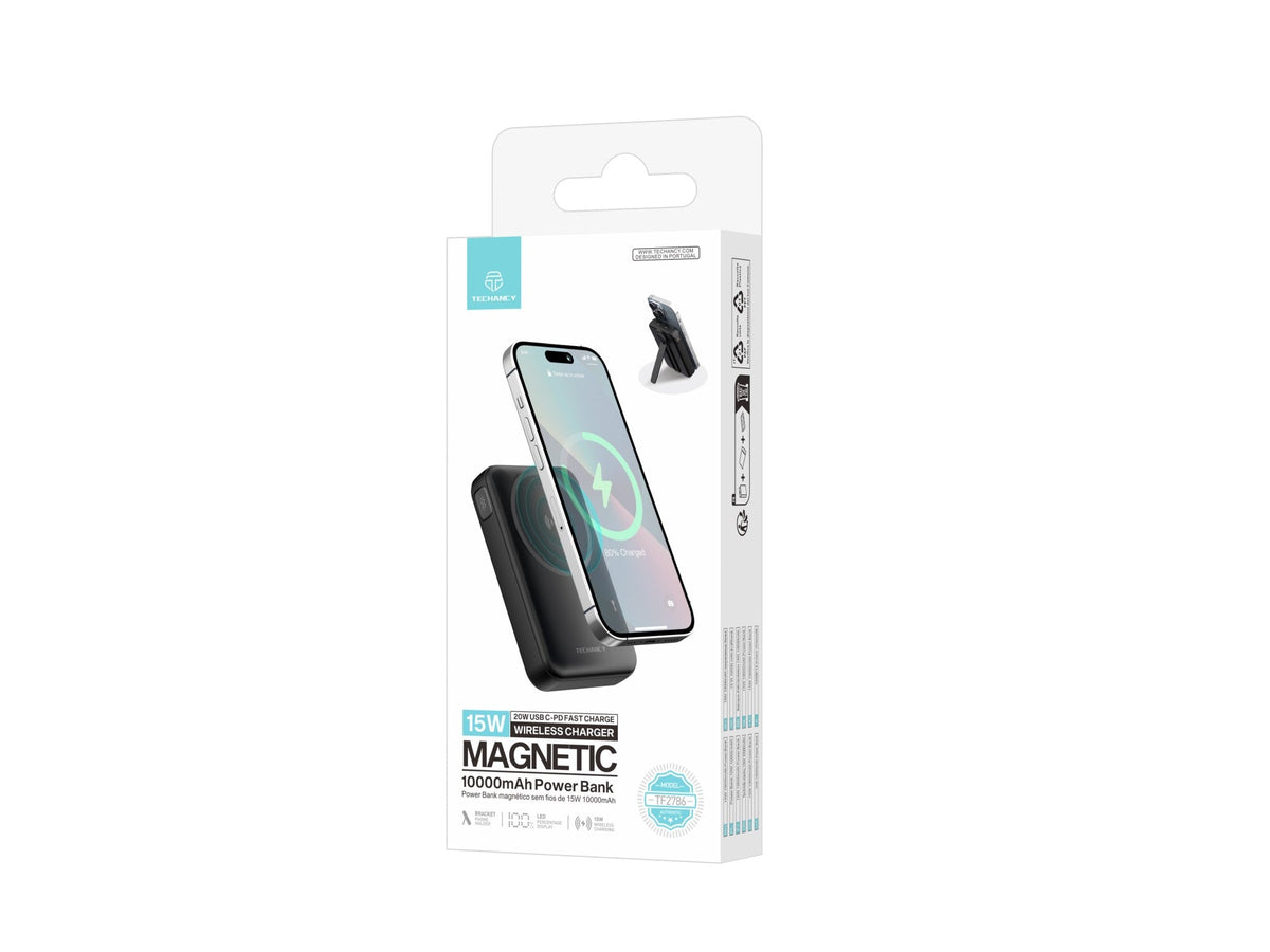 Power Bank Magnétique 10000mAh 15W Sans Fil & PD 20W – Support & Écran LED | TECHANCY TF2786