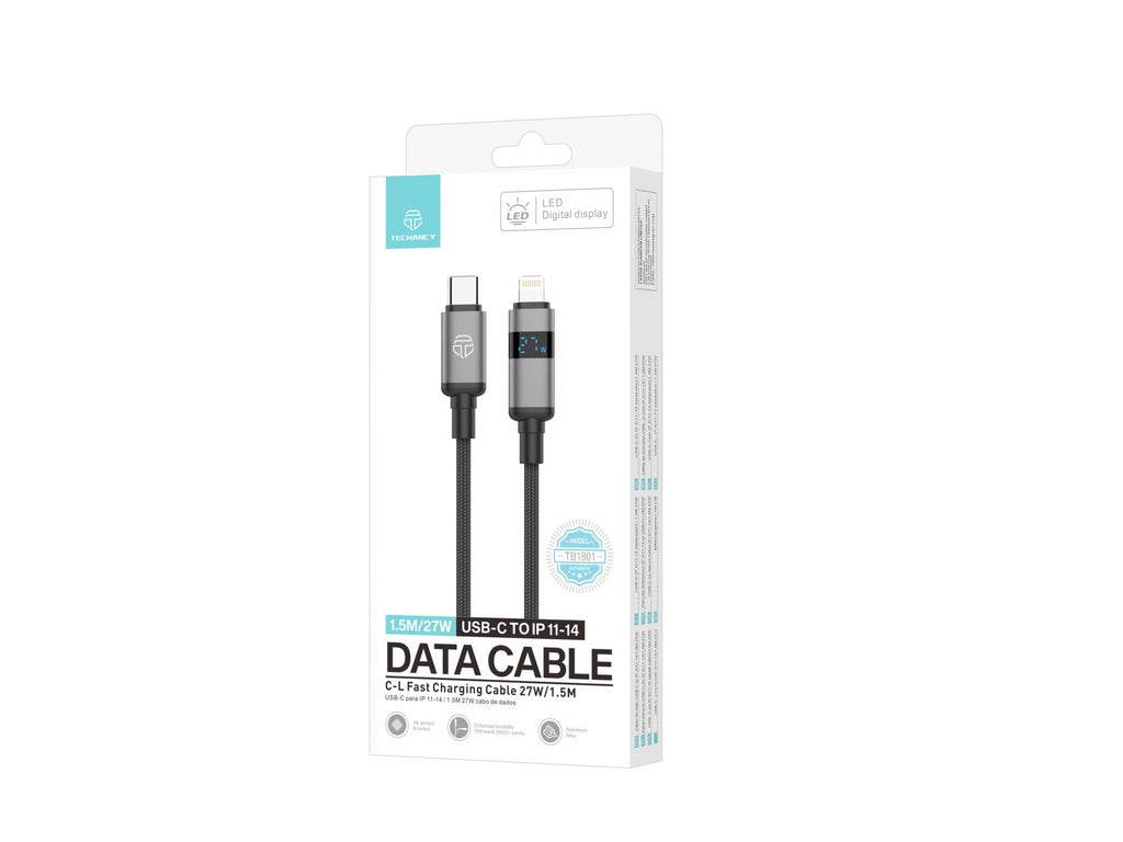 Câble USB-C vers Lightning 1,5m 27W – Charge Rapide & Écran LED | TECHANCY TB1801