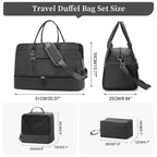 Set Sac de Voyage Femme Nylon – Sac Vêtements & Trousse de Toilette Inclus (Noir)