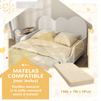Lit enfant lit au sol enfant 70x140 cm avec barrière de sécurité, sommier à lattes inclus et décorations de nuage, blanc