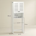 Meuble WC dessus de toilette/machine à laver avec placard à porte double, portes à persiennes, 67x31,5x190cm, blanc