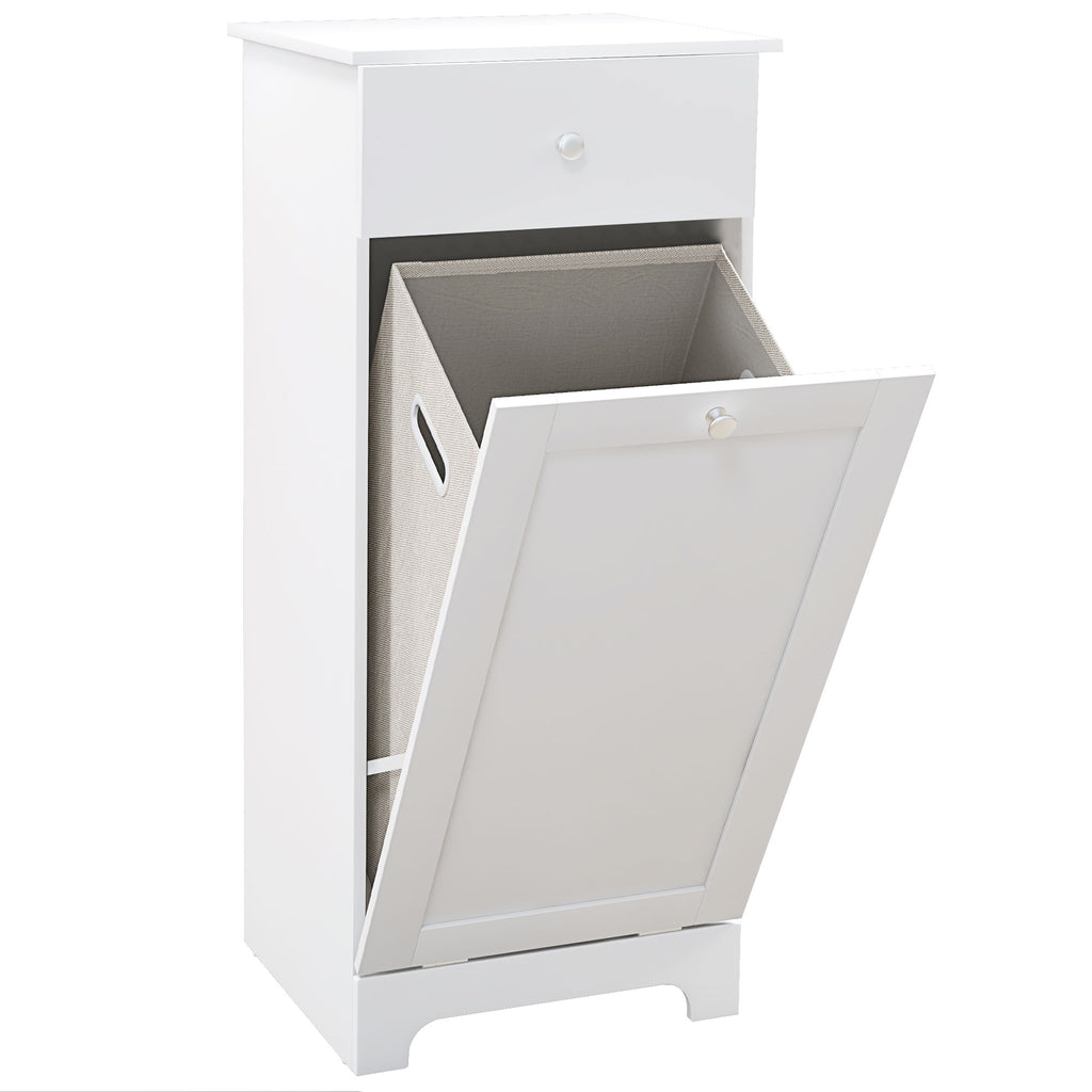 Meuble de salle de bain avec panier à linge, meuble de rangement avec tiroir - 40L x 38l x 90,5H cm - blanc