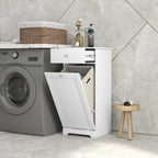Meuble de salle de bain avec panier à linge, meuble de rangement avec tiroir - 40L x 38l x 90,5H cm - blanc
