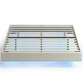 Lit Flottant 160 x 200 cm avec Éclairage LED Intelligent, Cadre de Lit Double Rembourré en Lin, Montage Facile, Beige