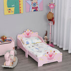 Lit Enfant 140 x 70 cm - lit d'enfant Design Princesse Motif Couronne - sommier à Lattes Inclus - MDF Contre-plaqué Rose